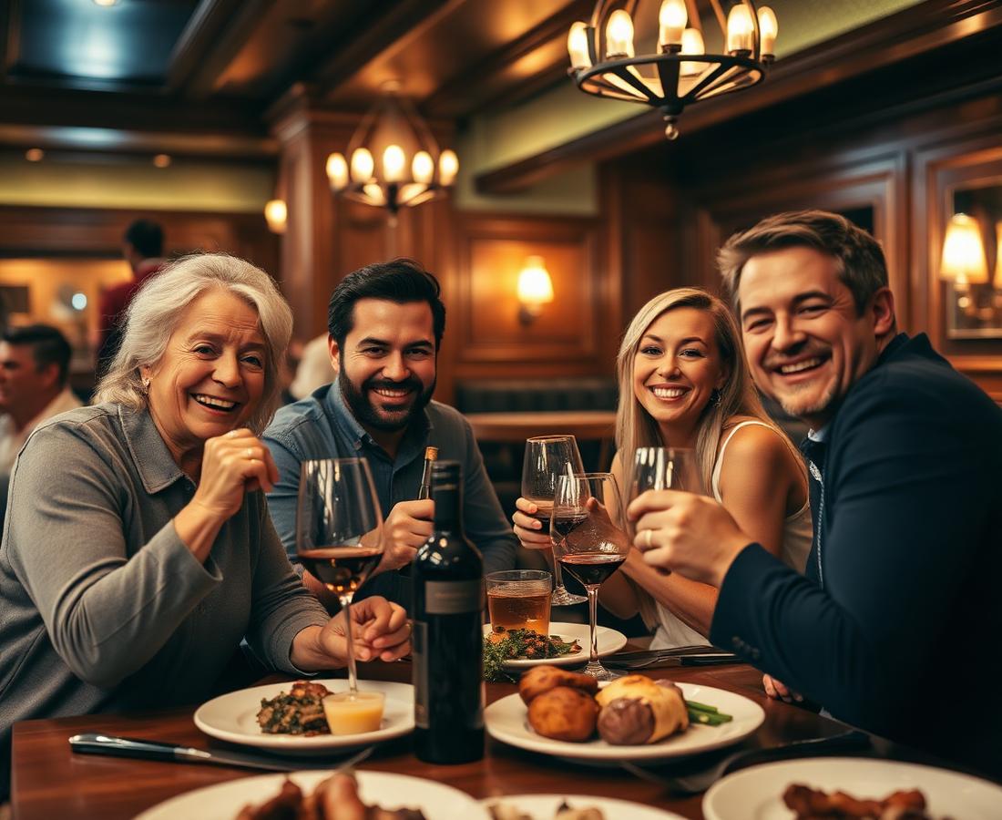 Clientes felizes no restaurante