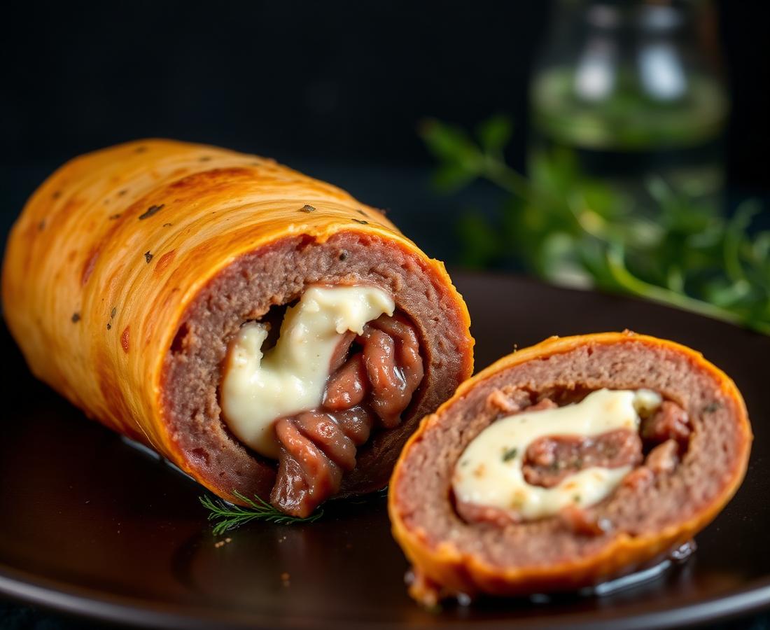 Linguiça recheada com queijo
